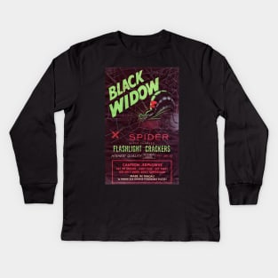 VINTAGE FIRECRACKER BLACK WIDOW MADE IN MACAU Kids Long Sleeve T-Shirt